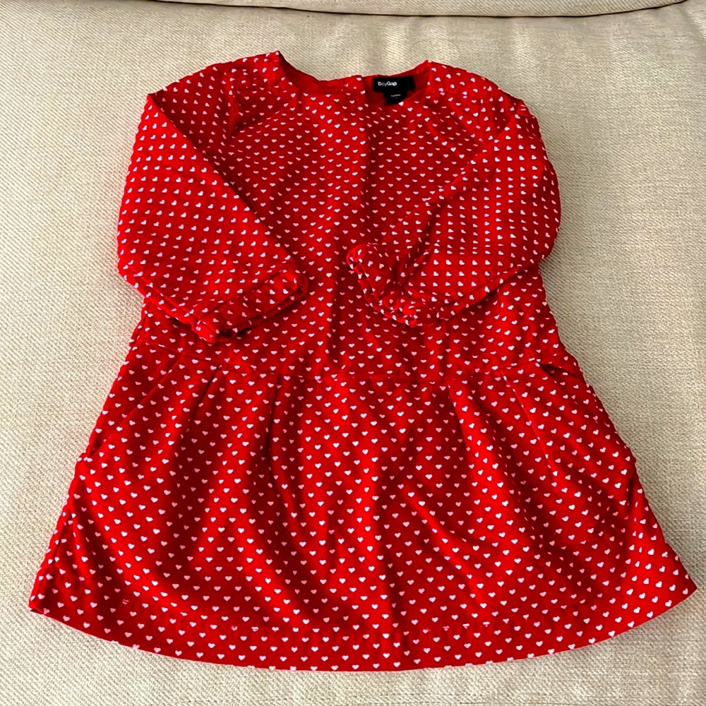 Red Corduroy Dress with heart print, 2T